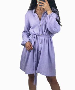Lilac Muslin Shirt Dress RI19