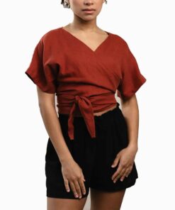 Linen Front Tie Top RI12
