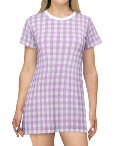Purple Gingham T-Shirt Dress RI11