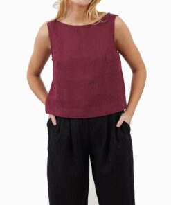 Red Linen Crop Top RI12