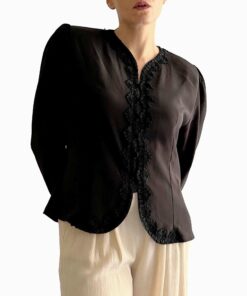 Vintage 80s Black Blouse RI28