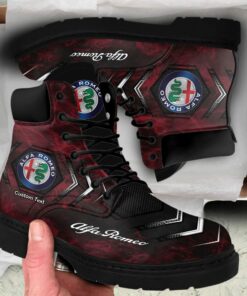 Alfa Romeo Lace up Short Leather Boots Custom Any Logo, Car Model, Or Sport Team