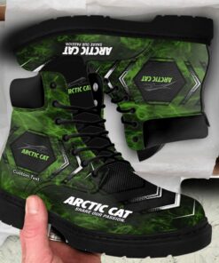 Arctic cat Lace up Short Leather Boots Custom Any Logo, Car Model, Or Sport Team