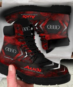 Audi Lace up Short Leather Boots Custom Any Logo, Car Model, Or Sport Team