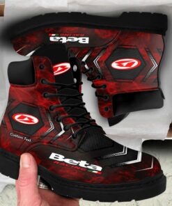 Beta Lace up Short Leather Boots Custom Any Logo, Car Model, Or Sport Team
