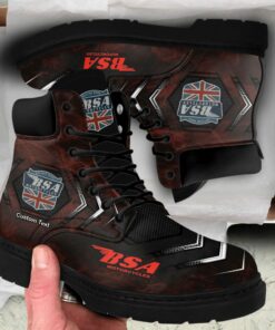 BSA Lace up Short Leather Boots Custom Any Logo, Car Model, Or Sport Team