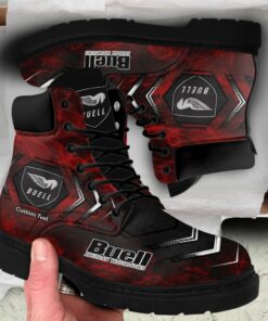 Buell Motorcycle Lace up Short Leather Boots Custom Any Logo, Car Model, Or Sport Team
