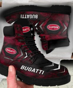 Bugatti Lace up Short Leather Boots Custom Any Logo, Car Model, Or Sport Team