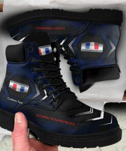 camaro Lace up Short Leather Boots Custom Any Logo, Car Model, Or Sport Team