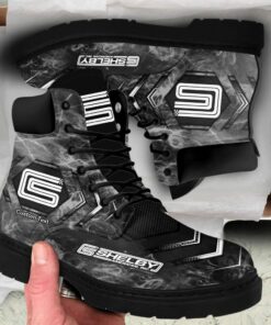 carroll shelby Lace up Short Leather Boots Custom Any Logo, Car Model, Or Sport Team