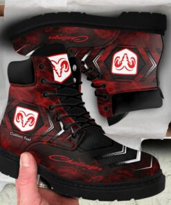 Dodge Challenger Lace up Short Leather Boots Custom Any Logo, Car Model, Or Sport Team