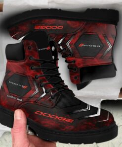 Dodge Lace up Short Leather Boots Custom Any Logo, Car Model, Or Sport Team