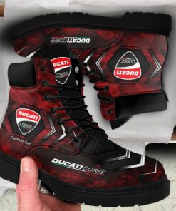 Ducati Corse Lace up Short Leather Boots Custom Any Logo, Car Model, Or Sport Team