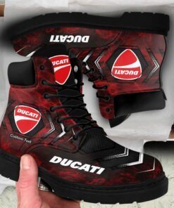 Ducati Lace up Short Leather Boots Custom Any Logo, Car Model, Or Sport Team