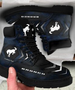 ford bronco Lace up Short Leather Boots Custom Any Logo, Car Model, Or Sport Team