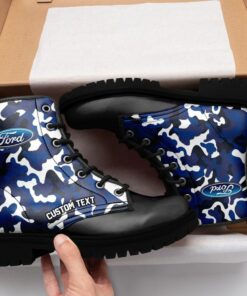 Ford Motor Company Lace Up Leather Boots Custom Any Logo, Car Model, Or Sport Team