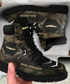 Goldwing Lace up Short Leather Boots Custom Any Logo, Car Model, Or Sport Team