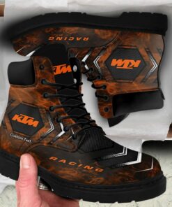 KTM Lace up Short Leather Boots Custom Any Logo, Car Model, Or Sport Team