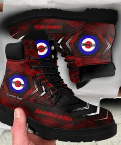 Lambretta Lace up Short Leather Boots Custom Any Logo, Car Model, Or Sport Team