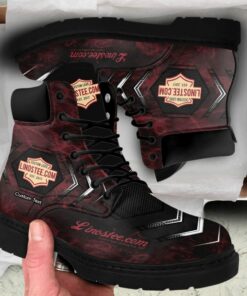 Linostee Lace-up Short Leather Boots Custom Any Logo, Car Model, Or Sport Team
