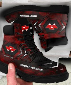 Massey Ferguson Lace up Short Leather Boots Custom Any Logo, Car Model, Or Sport Team