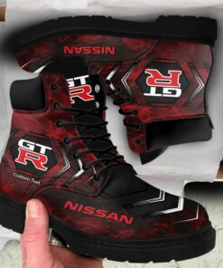 nissan gtr Lace up Short Leather Boots Custom Any Logo, Car Model, Or Sport Team