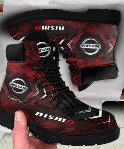Nissan Nismo Lace up Short Leather Boots Custom Any Logo, Car Model, Or Sport Team
