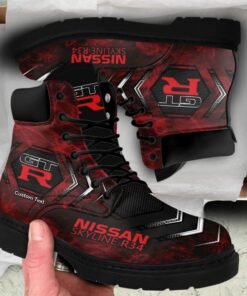 nissan r34 Lace up Short Leather Boots Custom Any Logo, Car Model, Or Sport Team