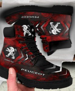 Peugeot Lace up Short Leather Boots Custom Any Logo, Car Model, Or Sport Team