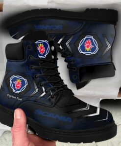 Scania Lace up Short Leather Boots Custom Any Logo, Car Model, Or Sport Team