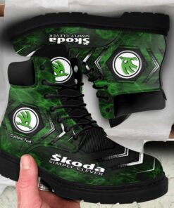 Skoda Lace up Short Leather Boots Custom Any Logo, Car Model, Or Sport Team
