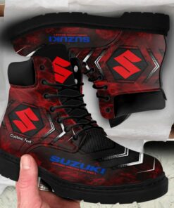 Suzuki Lace up Short Leather Boots Custom Any Logo, Car Model, Or Sport Team