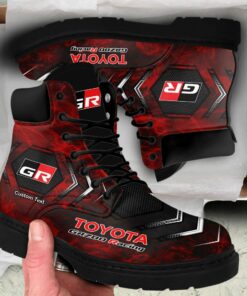 toyota gazoo racing Lace up Short Leather Boots Custom Any Logo, Car Model, Or Sport Team