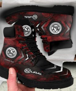 Ural Motorcycles Lace up Short Leather Boots Custom Any Logo, Car Model, Or Sport Team