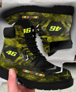 Valentino Rossi 46 Lace up Short Leather Boots Custom Any Logo, Car Model, Or Sport Team