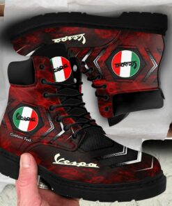 Vespa Lace up Short Leather Boots Custom Any Logo, Car Model, Or Sport Team