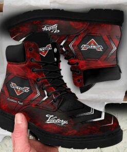 Victory Motorcycles Lace up Short Leather Boots Custom Any Logo, Car Model, Or Sport Team