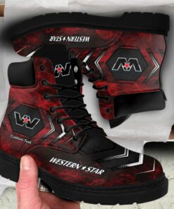 Wester Star Lace up Short Leather Boots Custom Any Logo, Car Model, Or Sport Team