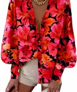 Floral Print Long Sleeve Blouses RI40