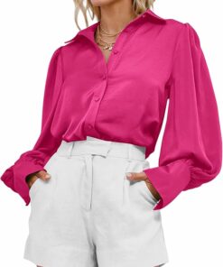 Pink Long Sleeve Blouses RI47