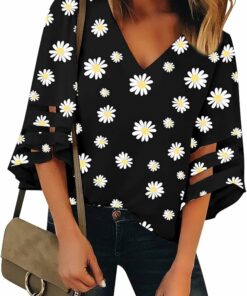 Women's V Neck Daisy Blouse RI36