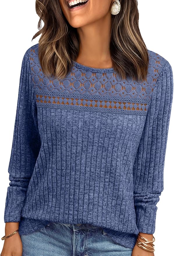 Blue Lace Long Sleeve Shirt RI6