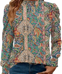 Boho Frill Mock Neck Top RI13