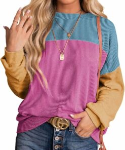 Fashion Color Block Long Sleeve Tee RI26