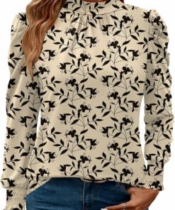 Floral Frill Mock Neck Top RI14