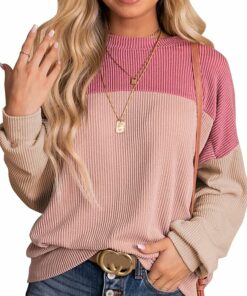 Pink Casual Crewneck Knitted Tee RI27