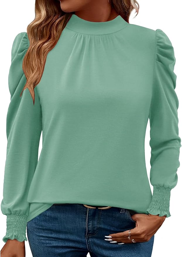 Smocked Cuffs Business Blouses RI15