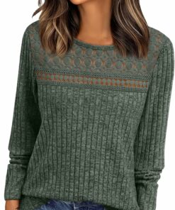 Trendy Lace Long Sleeve Shirt RI8