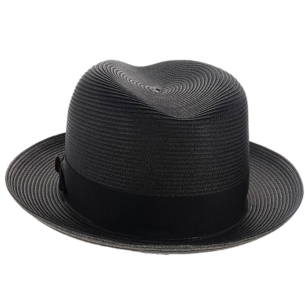 Black Straw Fedora Hat - Image 4