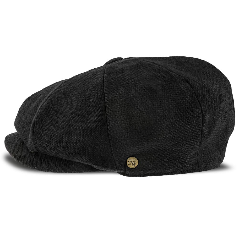 Boardwalk-Walrus Hats Black Linen/Cotton Blend 8 Panel Newsboy Cap - Image 5